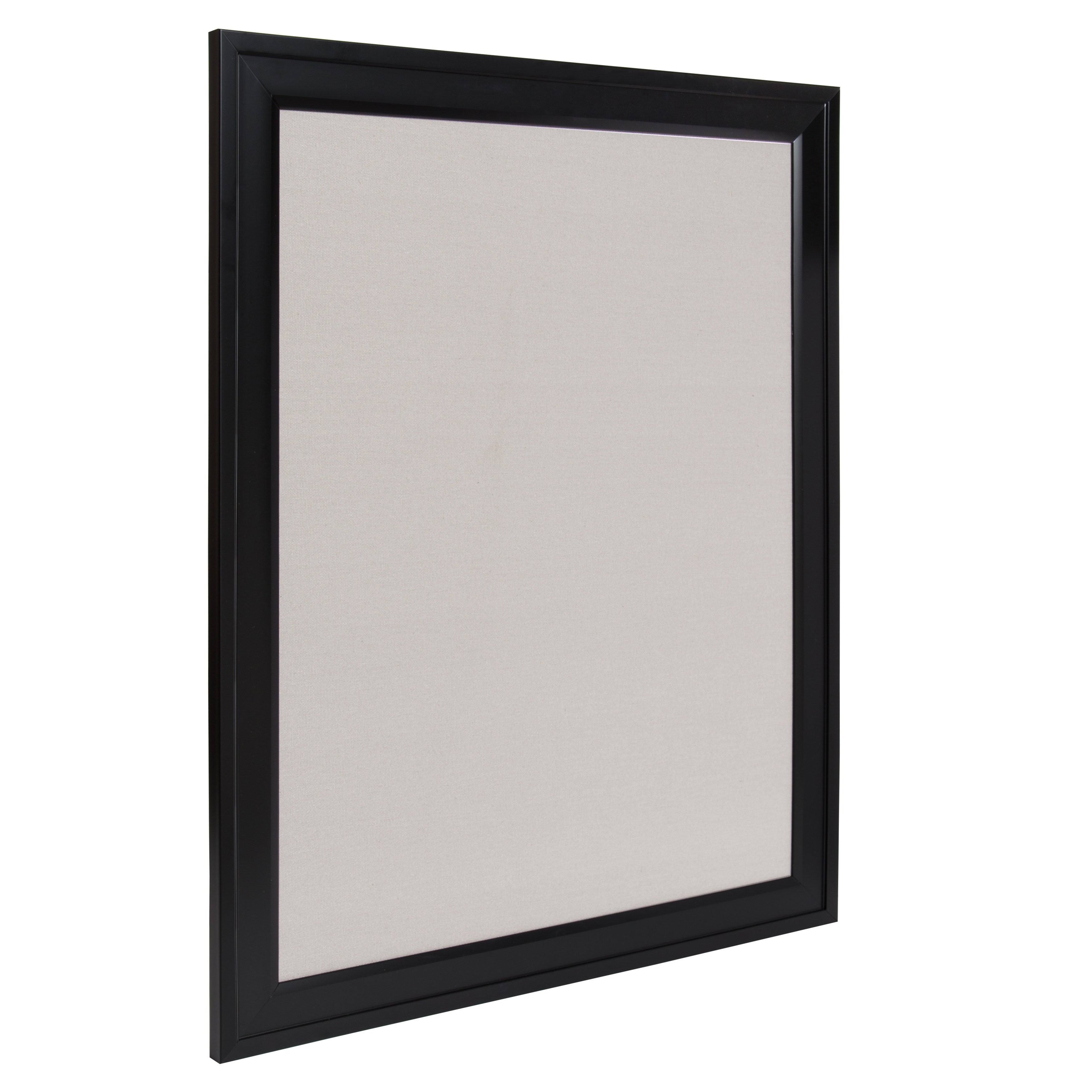DesignOvation Bosc Framed Gray Linen Fabric Pinboard 18.5x27.5 White