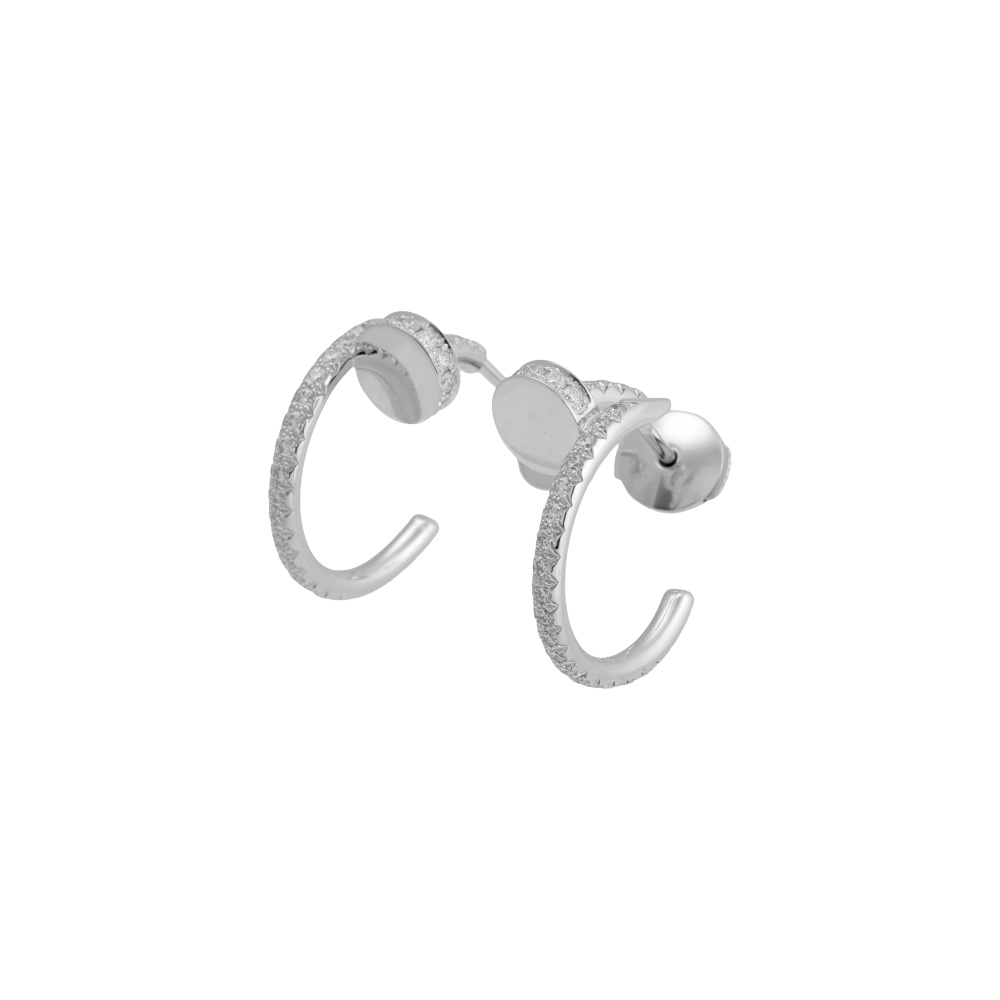 Cartier Juste un Clou Pave Earrings 18K White Gold B8301431