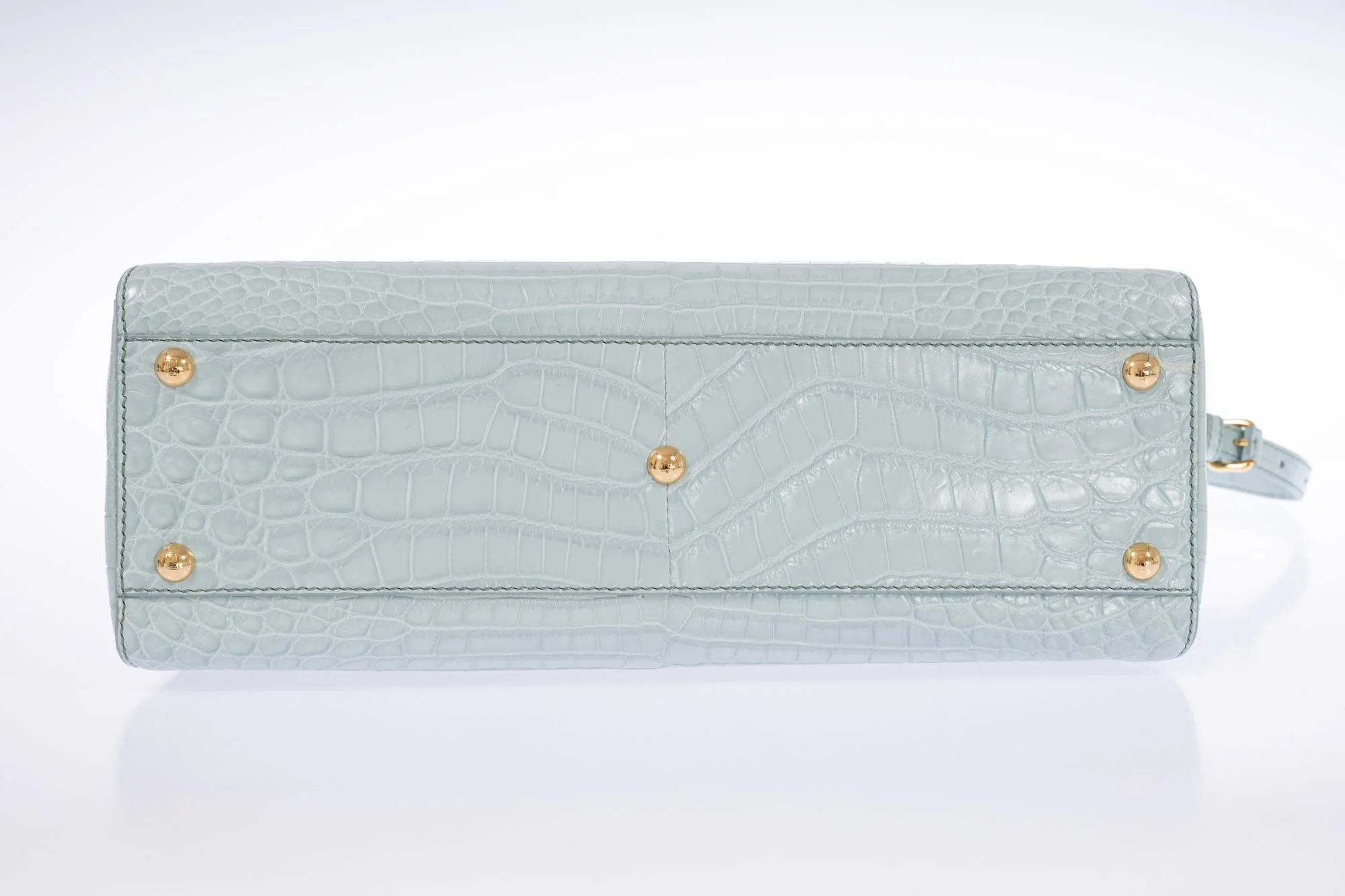 Fendi Peekaboo Medium Pale Blue Crocodile Soft Gold Hardware