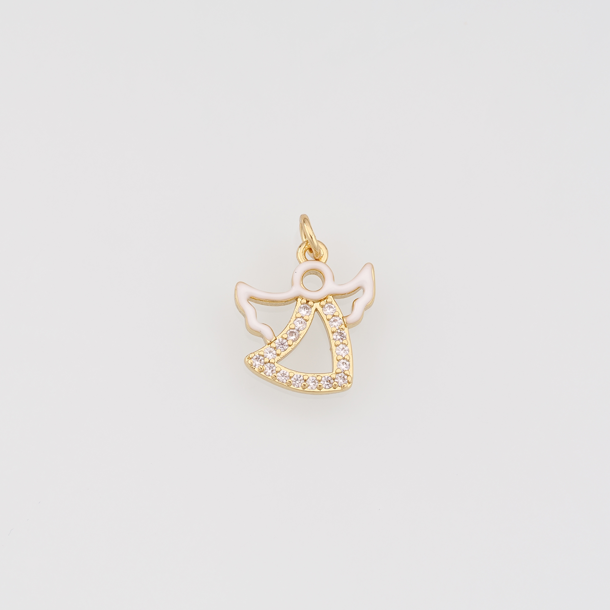 18K Gold Filled Angel Pendant,CZ Micro Pave Angel Charm Earrings Necklace for DIY Jewelry Making Supply
