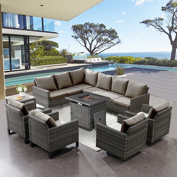 Patio Conversation Set with Fire Pit Table and Side Table