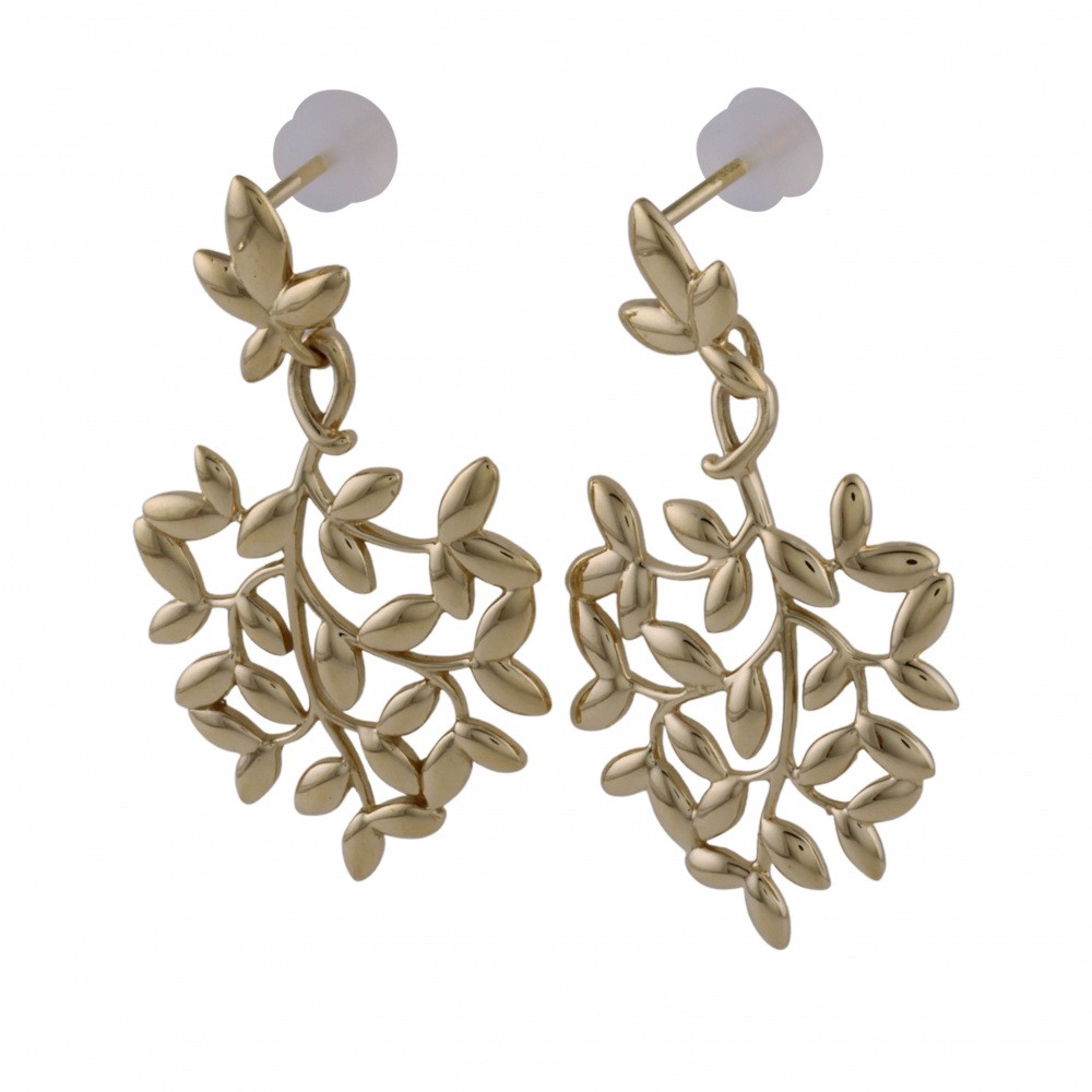 Tiffany & Co. Paloma Picasso Olive Leaf Drop Earrings 18K Yellow Gold