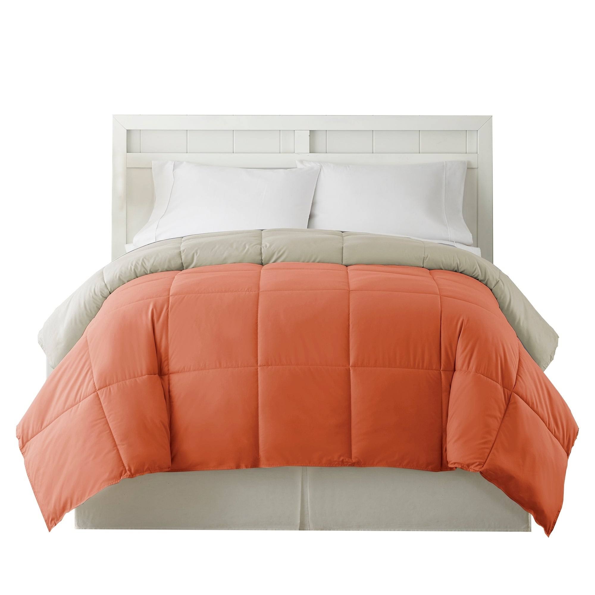 Genoa King Size Box Quilted Reversible Comforter The Urban Port, Orange and Gray