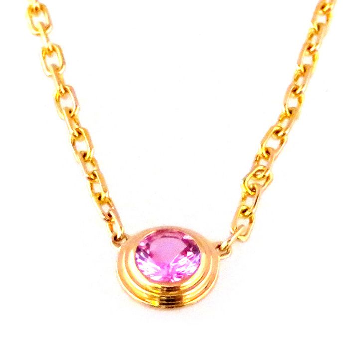 Cartier Diaman Leger Do Sm 1P Sapphire Necklace K18PG Pink Gold