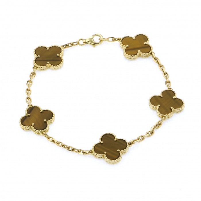 Van Cleef & Arpels Alhambra Bracelet 18K Yellow Gold Tiger Eye