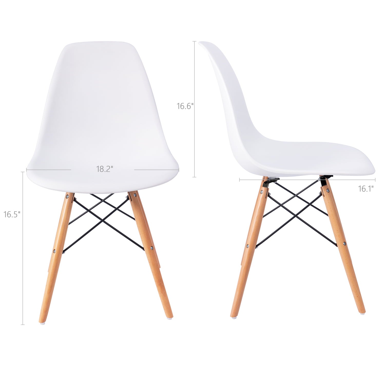 Lacoo Pre-Assembled Mid Century Modern Dining Chairs, Set of 4, Multiple Colors