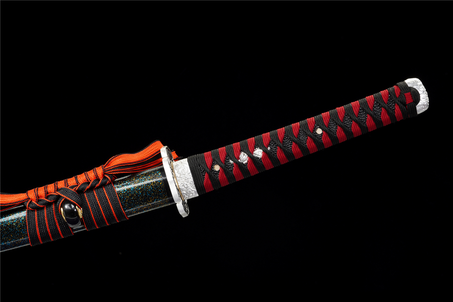 Handmade Katana High Carbon Purple Blade Alloy Tsuba Red Saya Full Tang