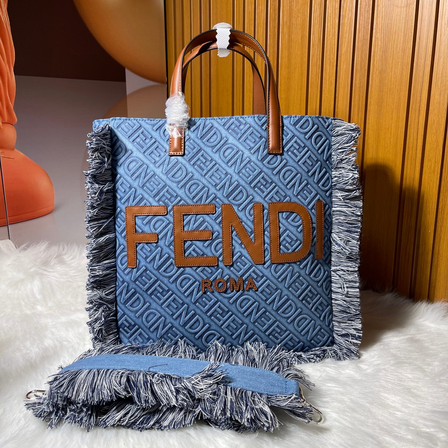 Fendi denim tote bag shoulder bag - cnluxepick