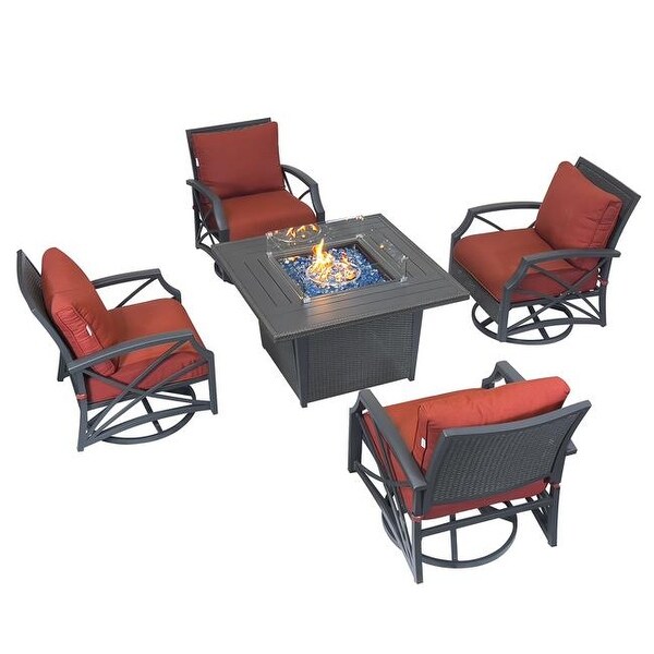 Kinger Home Ethan Rattan 5Piece Patio Furniture Set
