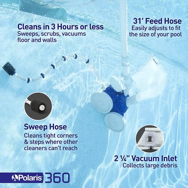 Polaris Vac-Sweep 360 In-Ground Pool Cleaner – Pressure-Side Cleaner with Triple-Jet Propulsion