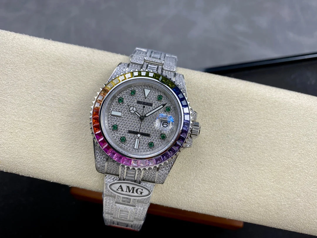 Rolex Submariner Date Rainbow Green Full Diamond