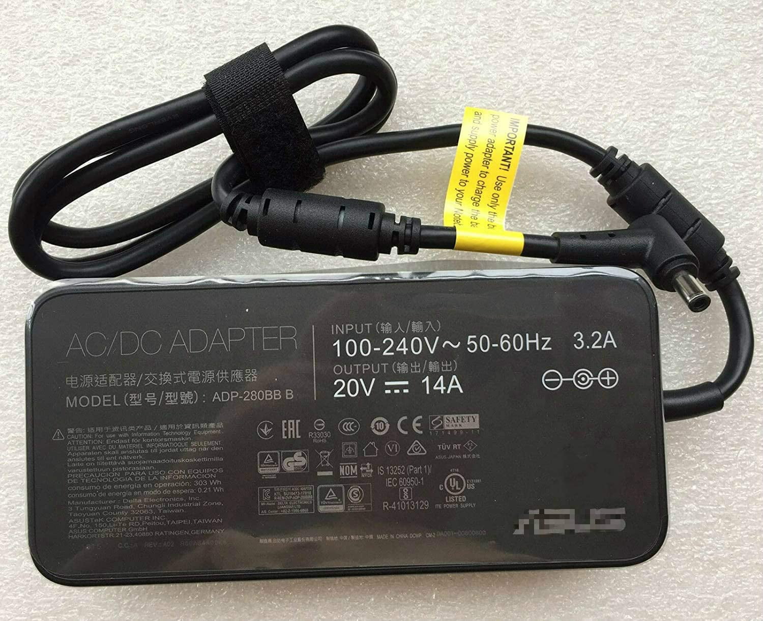 New 280W 20V 14A Ac Charger for Asus Rog G703gx-Ev017fr, G703gs-Ws71, G703gi, Adp-280Bb B Laptop Power Supply Adapter Cord
