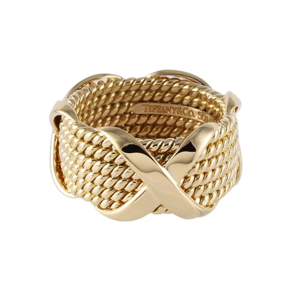 Tiffany & Co. Schlumberger 6 Row Rope Ring 18K Yellow Gold
