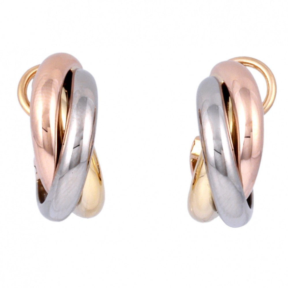 Cartier Trinity Earrings Tri-Gold