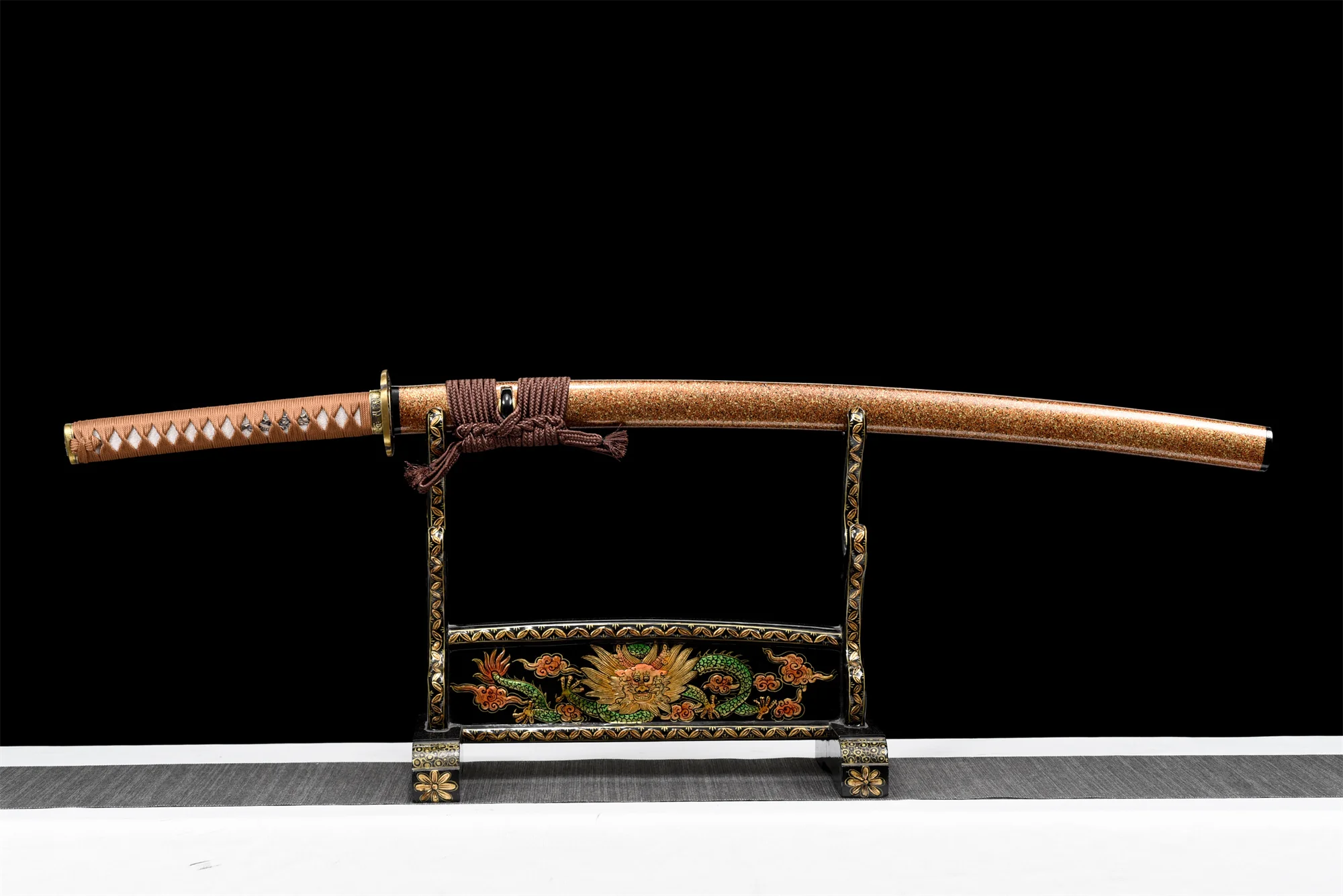 Folding Steel Katana – Clay Tempered, Golden-Brown, Full Tang