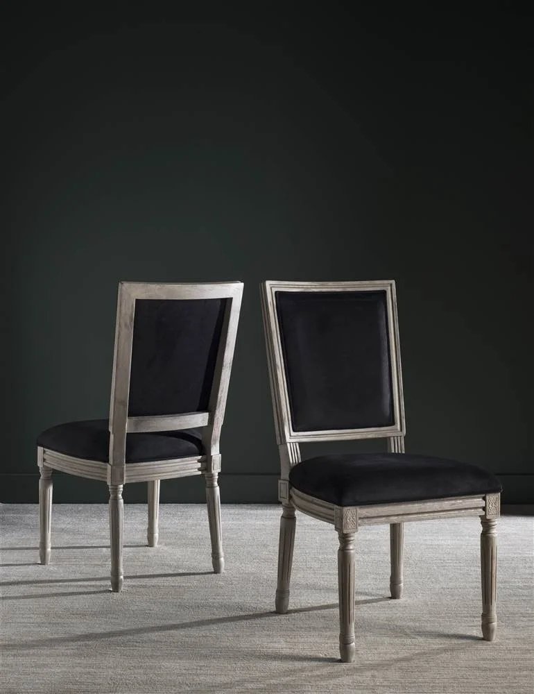 SAFAVIEH Buchanan Rectangular Side Chair, Black/Rustic Grey, Set of 2