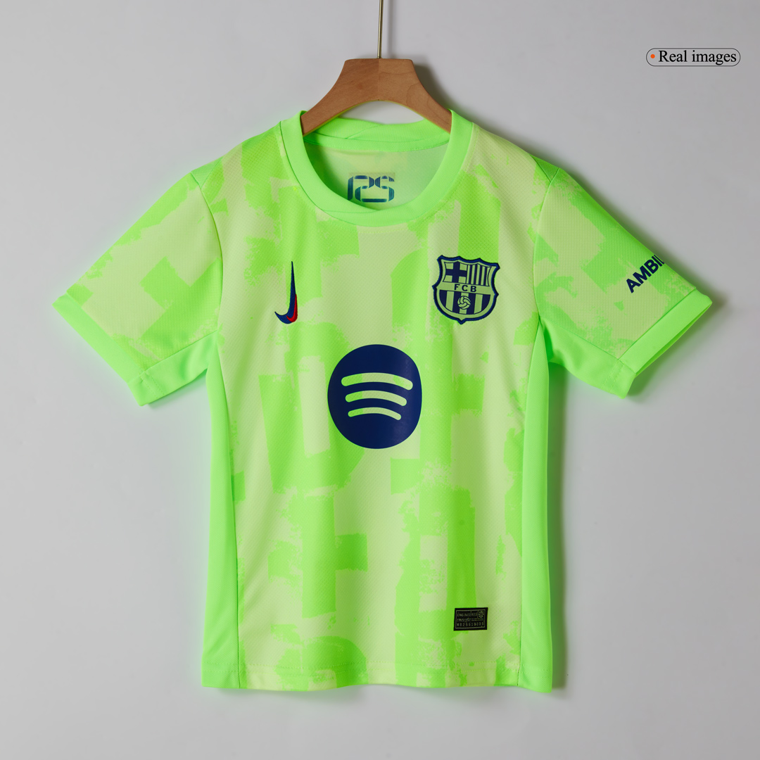Barcelona Third Away Kids Soccer Jerseys Kit - UCL (Spotify Logo Without Text)