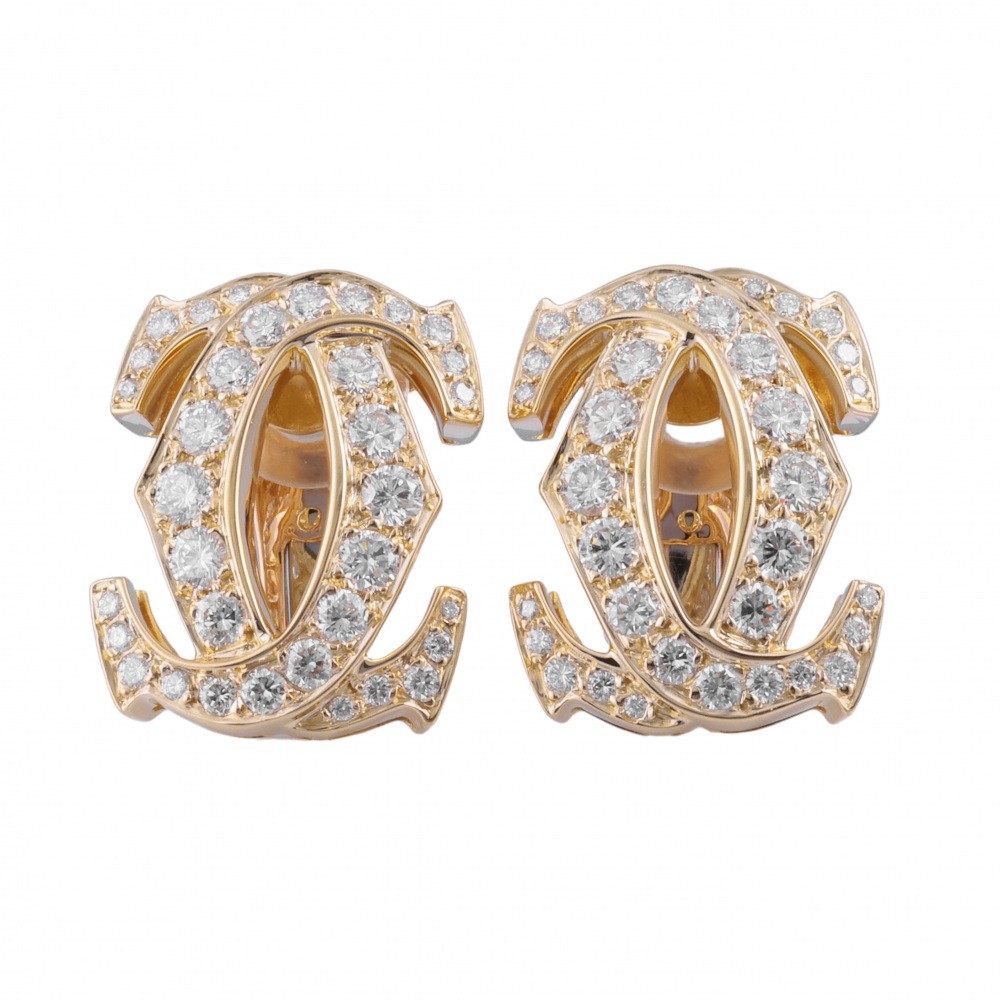 Cartier Penelope K18YG Yellow Gold Earrings Diamond