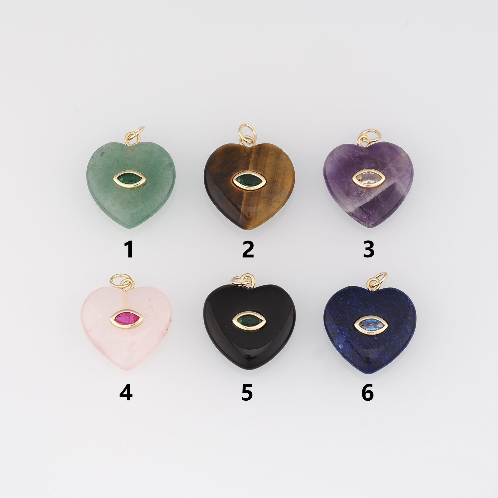 18K Gold Filled Heart Pendant,Natural Stone Earrings Necklace for DIY Jewelry Making Supply