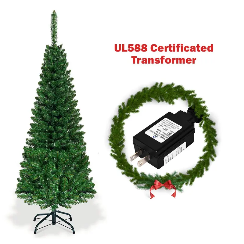 Premium Pencil-Style Pre-Lit Christmas Tree – Available in 4.5FT, 6.5FT, and 7.5FT Heights