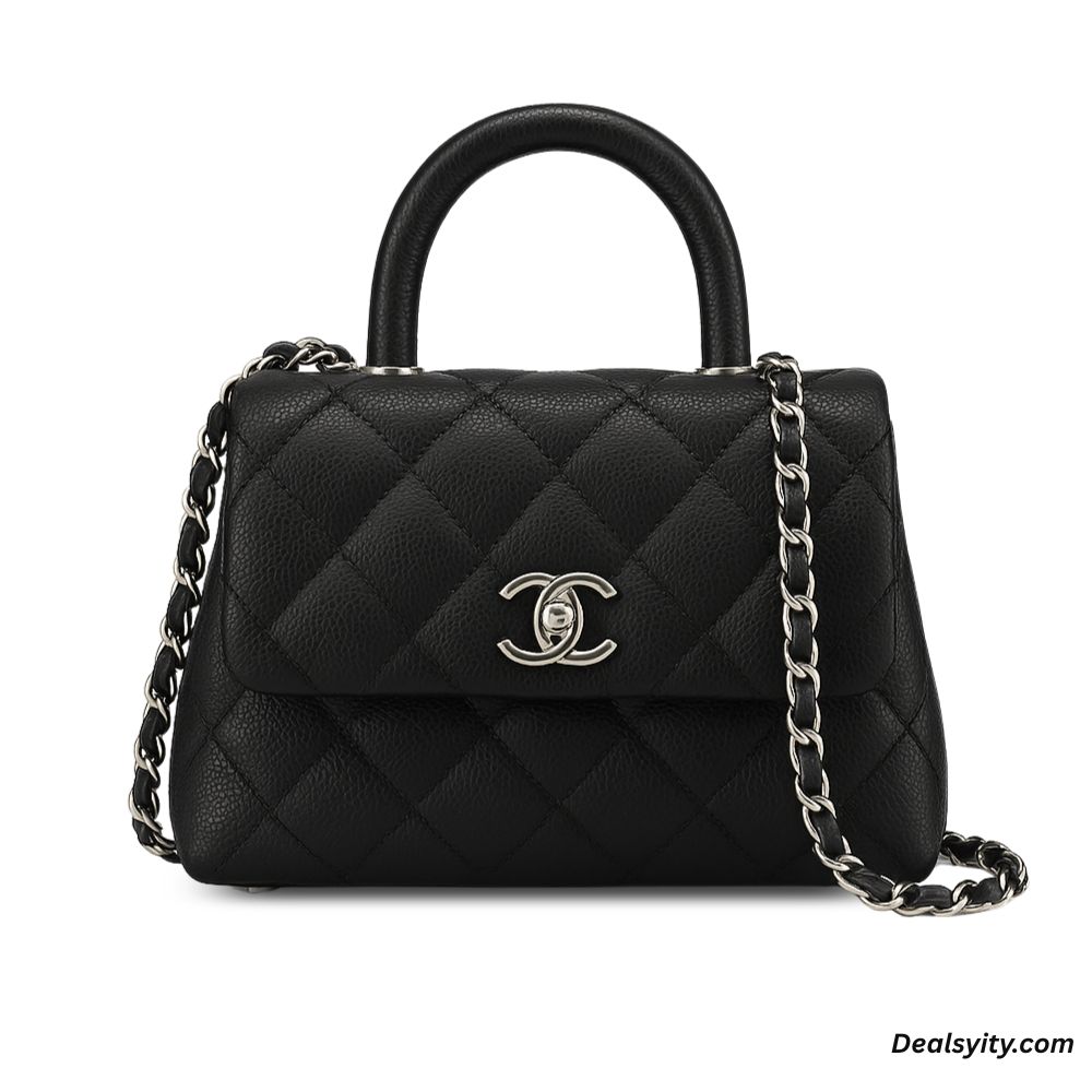 Chanel Coco Classic Flap 24cm/9.4in Caviar Leather Silver Hardware – Black