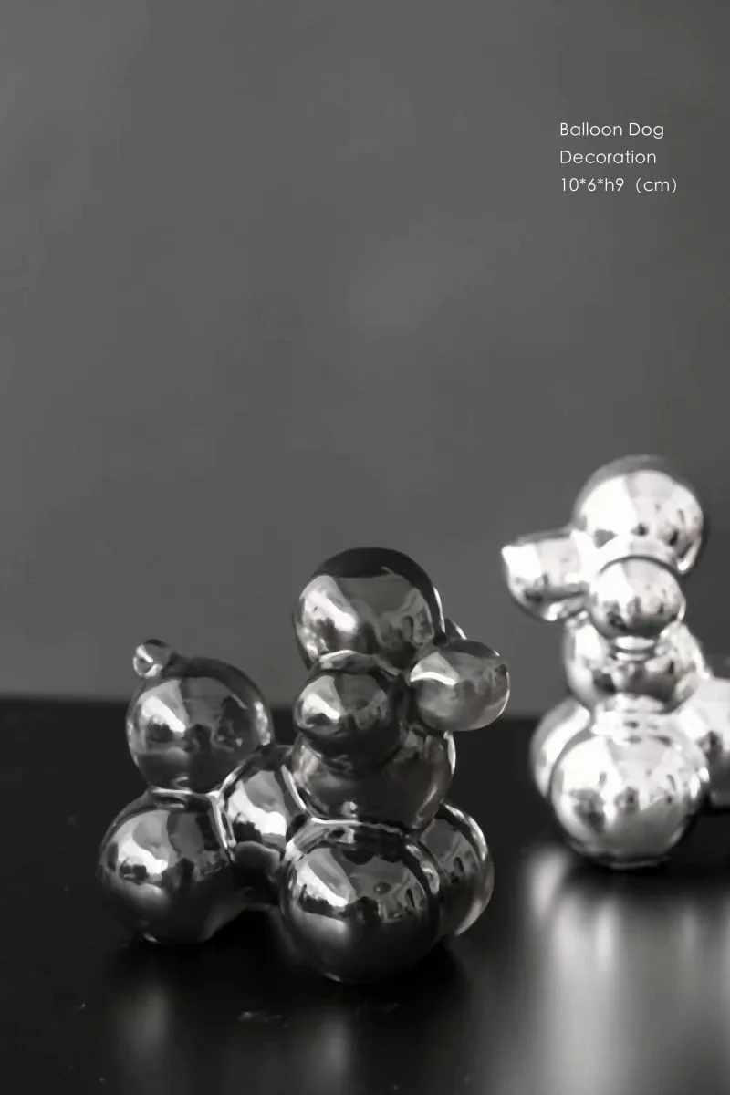 DC059 (Set) - Home Georg J* style Danish bicolored balloon dog paperweight silver grey home ornament