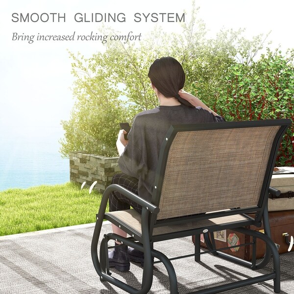 Outsunny Glider/Rocking Chair Set with Breathable Mesh Fabric,Curved Armrest
