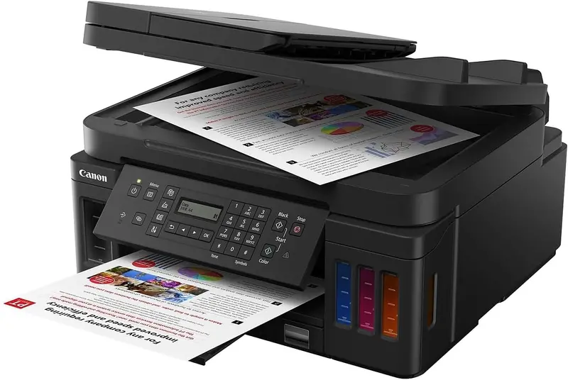 Wireless All-in-One Super Tank Printer — Home Office Scanner, Copier, Fax, ADF, and Mobile Printing Support (Black, Alexa-Compatible)