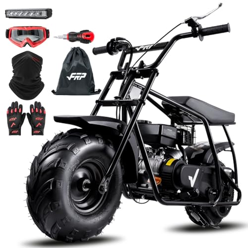 FRP GMB100 Max 99cc 4-Stroke Gas-Powered Mini Dirt Bike,3HP Off-Road Mini Bikes for Kids/Adult, W/LED Headlight, Goggles, Gloves and Neck Gaiter(Green)