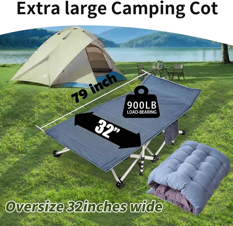 Two-Piece Folding Camping Cot Set – Includes Mattresses, Heavy-Duty Frames & Carry Bags