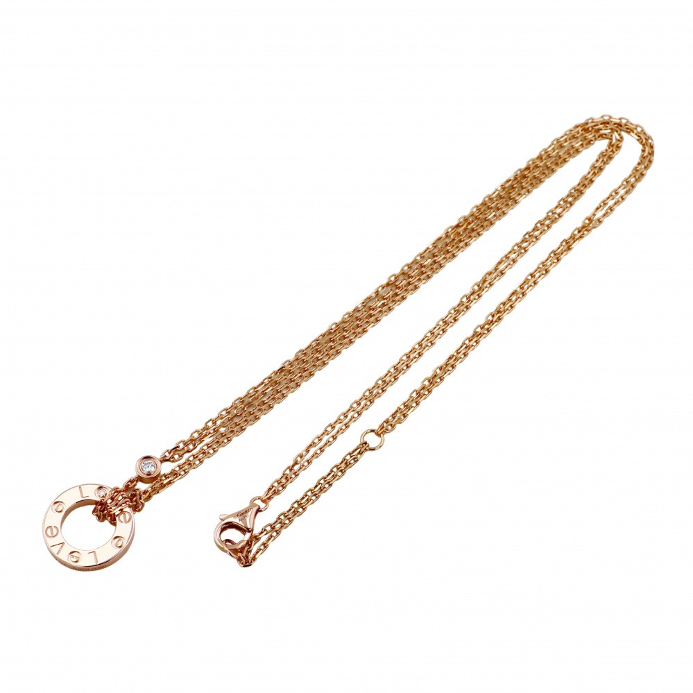 Cartier Love Circle Necklace 18K Rose Gold Diamond