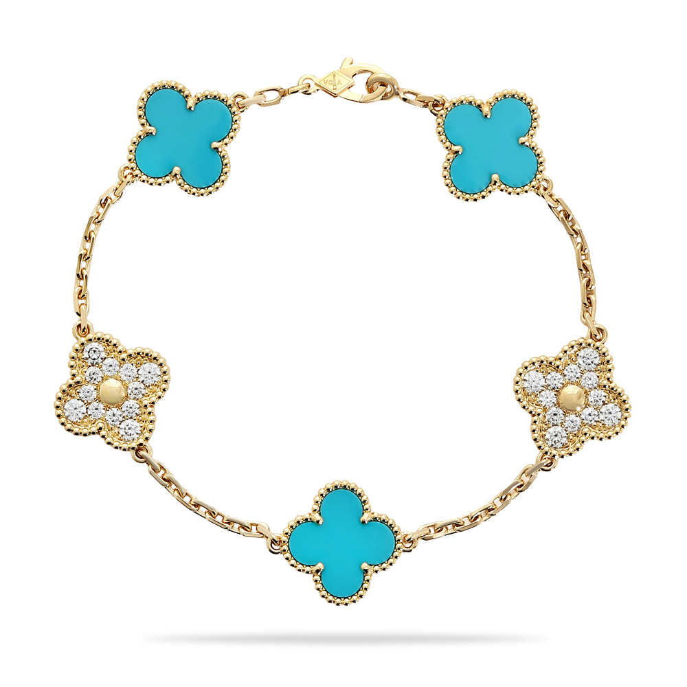 Van Cleef & Arpels Vintage Alhambra 5 Motifs Bracelet 18K White Gold VCARPFH300