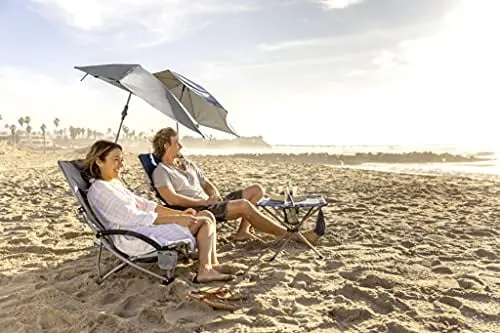 Sport-Brella Beach Chair with UPF 50+ Adjustable Canopy Umbrella, Grey