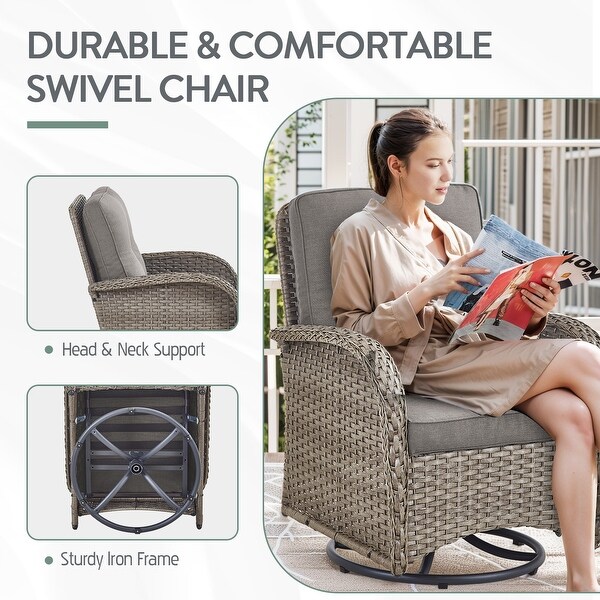 Pocassy Patio Swivel Rocker Chairs with Side Table