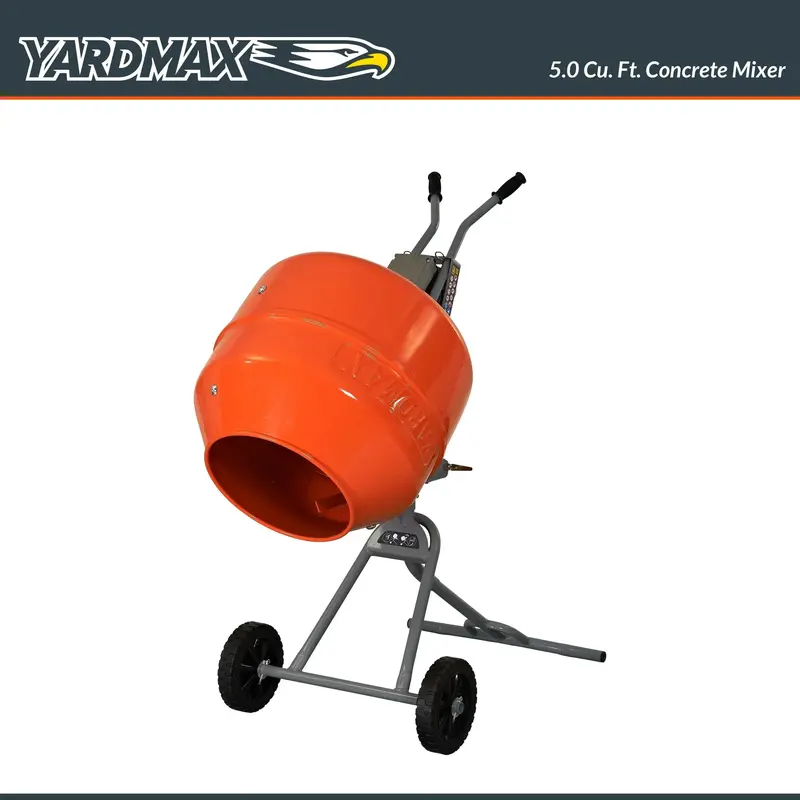 YARDMAX YM0146 Concrete Mixer – 5.0 Cu. Ft. Drum Capacity, Heavy-Duty Steel Construction
