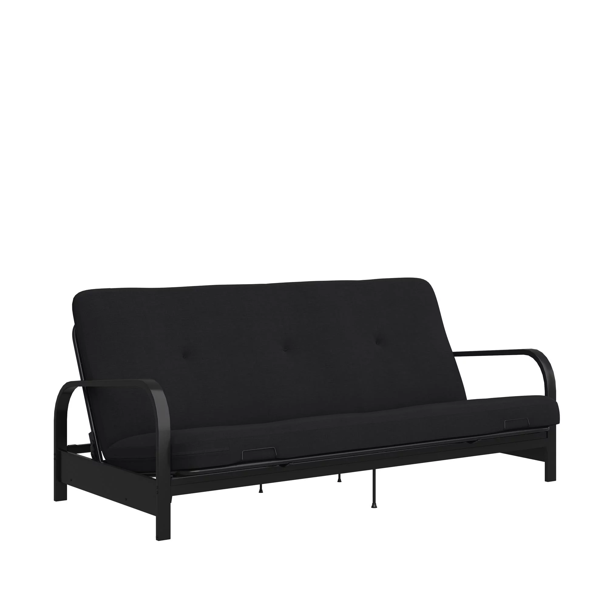 Caddie 6-Inch Futon Mattress with Tufted Cover and Recycled Polyester Fill, Full, Black Linen