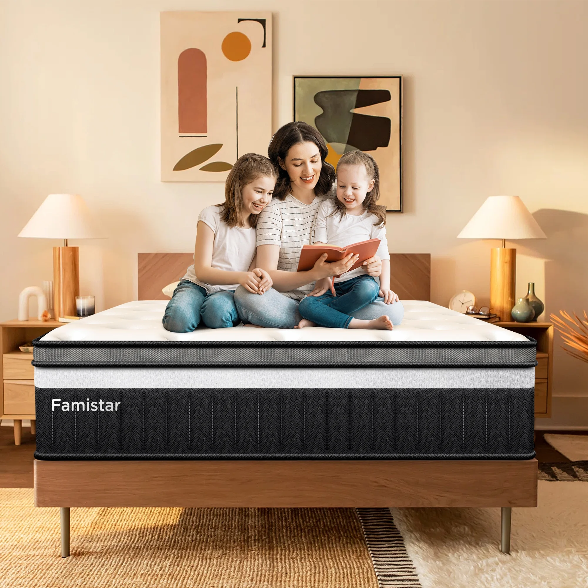 King Mattress, Famistar 13 Inch Hybrid Innerspring Mattress with Memory Foam in a Box, Individually Pocket Innerspring, Pressure-Relieving and Supportive, Non-Fiberglass