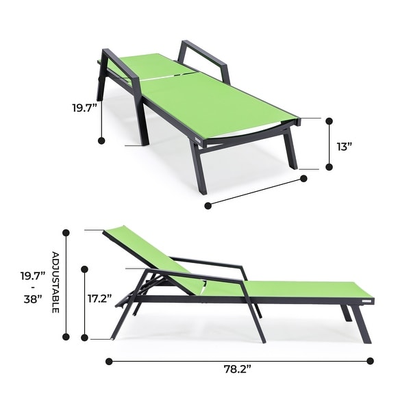 Aluminum Beach Pool Sun Lounge Chair Sling Mesh Fabric With Arms,Stackable Chaise Lounger (Set of 2)