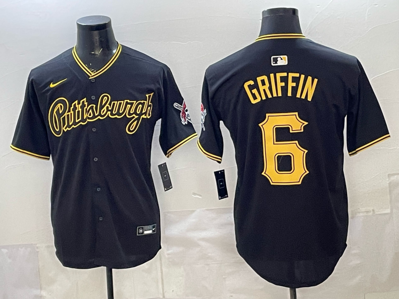 Men's Pittsburgh Pirates Konnor Griffin #6 Black Replica Player Jersey