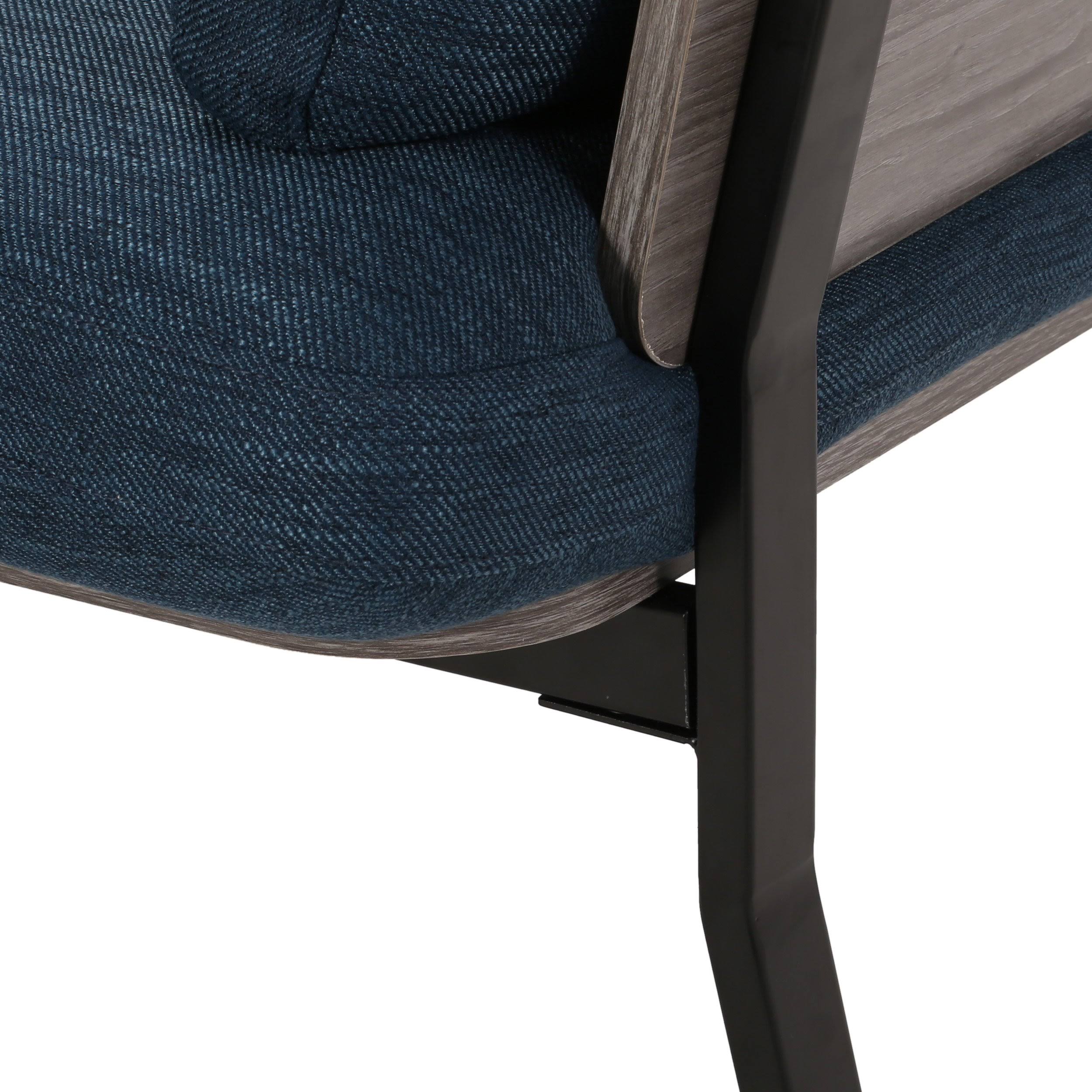Athea Mid-Century Modern 3 Seater Wood Frame Sofa - Navy Blue