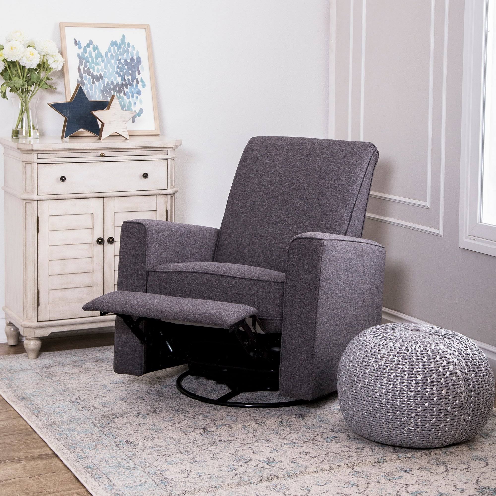 Abbyson Living Emma Nursery Swivel Glider Recliner in Grey
