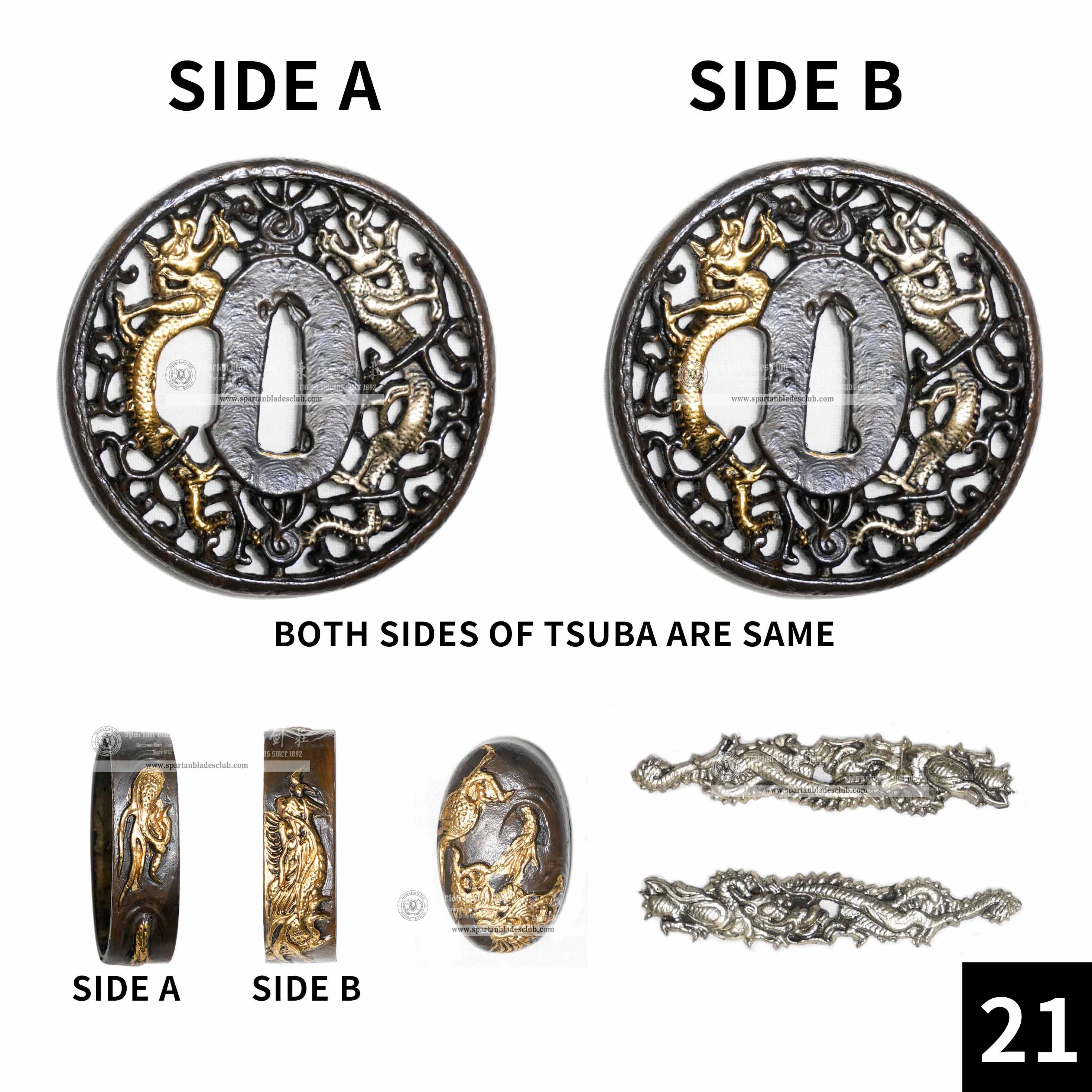 Custom Your Katana | Loong（Chinese Dragon） | Complete Set Fittings (Brass Gilded) | Spartan Blades Club | CHEN'S SWORDS 1892 - Spartan Blades Club - 陳氏劍莊1892