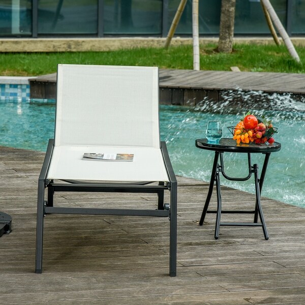 Outsunny Patio Garden Sun Chaise Lounge Chair with 5Position Backrest,2 Back Wheels,and Industrial Design