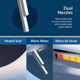 USPA6800-E Luxury Electric Bidet Seat – Heated Elongated Toilet Attachment in White