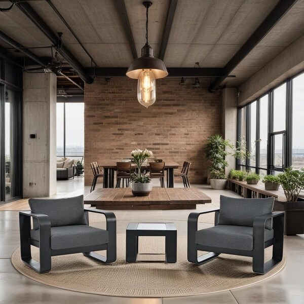 3Pieces Aluminum Frame Patio Outdoor Chair,Conversation Sets