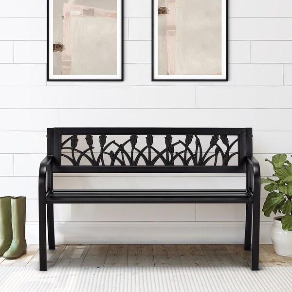 AVAWING 2Person Outdoor Garden Bench Tulip Floral Design