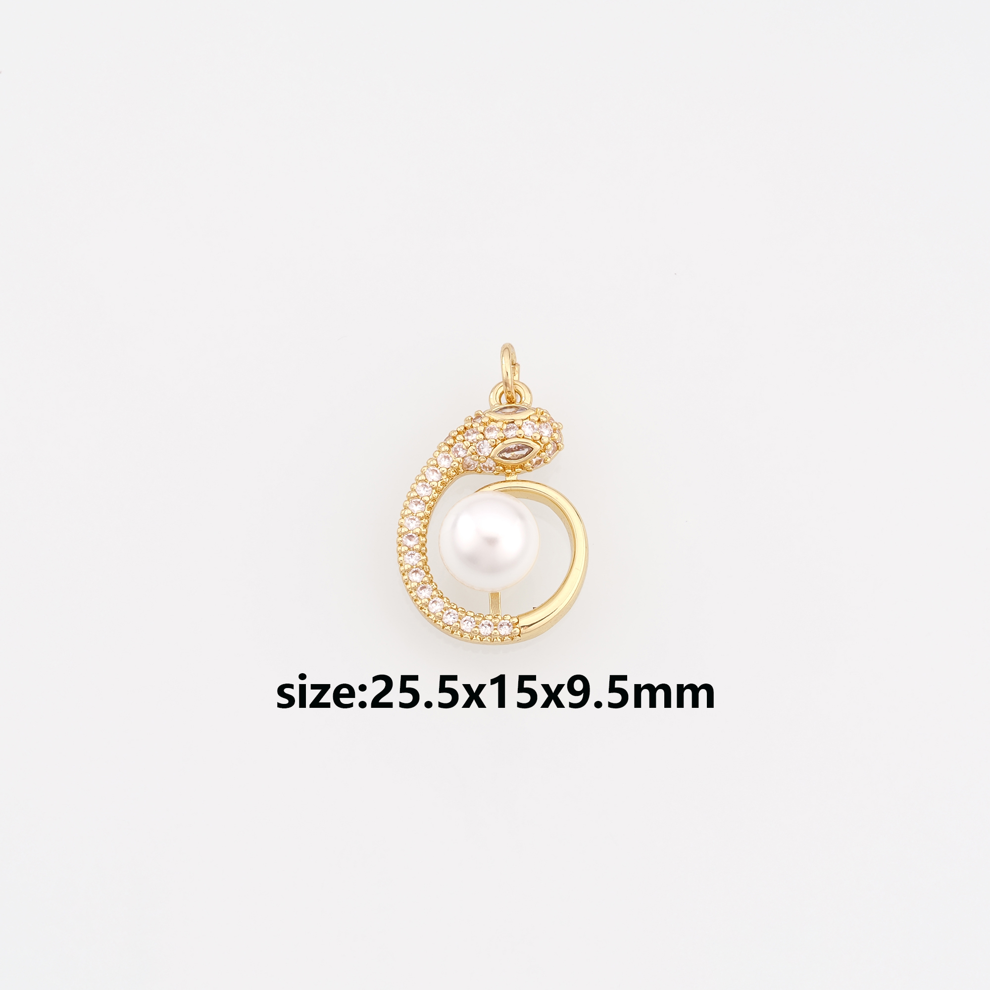 18K Gold Filled Snake Pendant,CZ Micro Pave Snake Charm Earrings Necklace for DIY Jewelry Making Supply