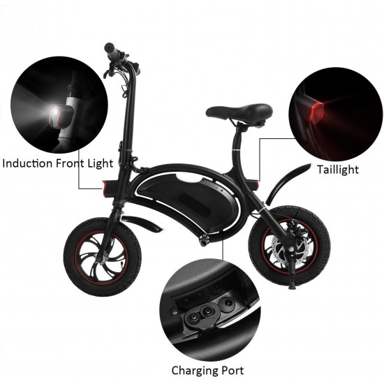 Folding Electric Bike– 350W 36V Electric Bicycle Waterproof E-Bike with 15 Mile Range, Collapsible Frame, and APP Speed Setting