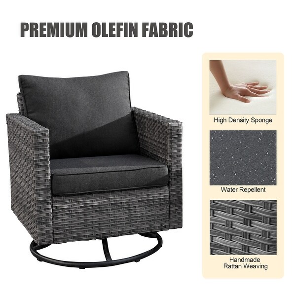 OVIOS Wicker Swivel Rocking Chair 3piece Set