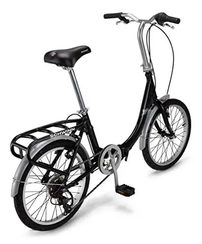 Schwinn Loop 7-Speed Folding Bike – 20″ Wheels, Step-Through Aluminum Frame, Rear Cargo Rack, Lightweight Commuter Design